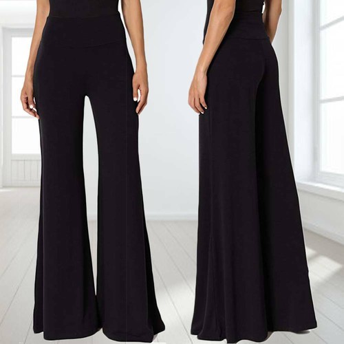 Women's Solid Color High Waist Wide Leg Palazzo Trousers, Activewear Pants - Imagen 5 de 31
