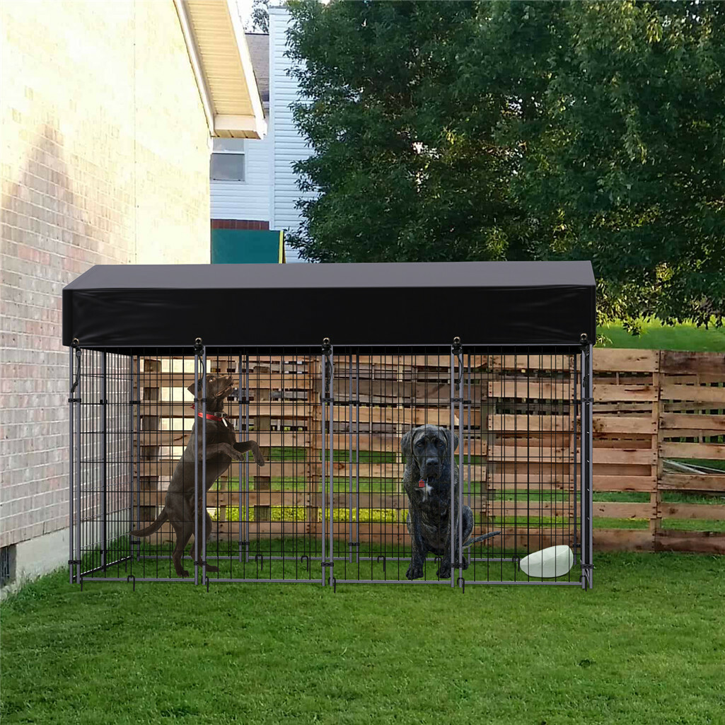 Extra Large Dog Cage Crate Outdoor Kennel Heavy Duty with Cover Waterproof XXL