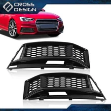 2X RS5 Style Fog Light Grill Bezel Cover Fit For Audi A4 B9 S-line/S4 B9 16-18