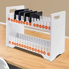 30-Grid Wooden Cell Phone Holder Desktop Organizer Storage Box for Classroom Off