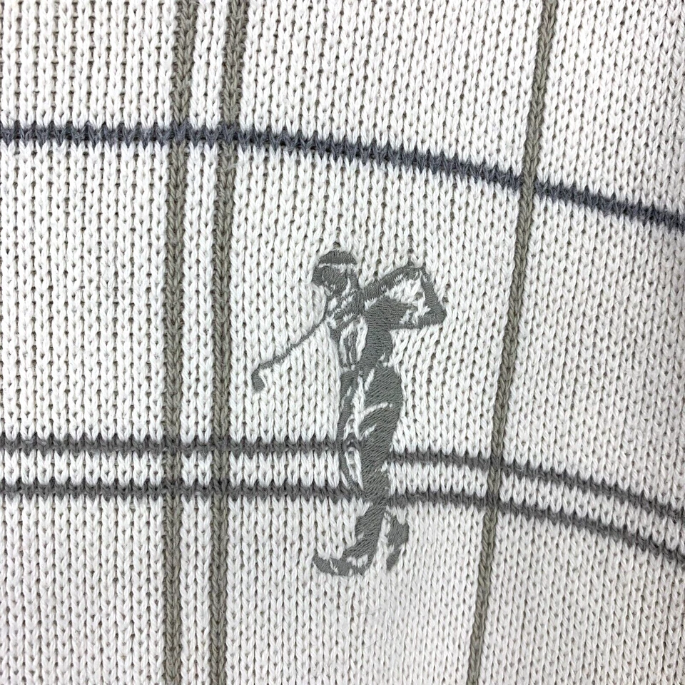Suéter de golf vintage de eslabones de ciprés para hombre talla L bronceado ventana a cuadros hecho en EE. UU. Foto 3 de 4