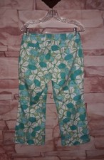 Lilly Pulitzer Vintage White Label Cropped Pants Crab  Floral Print Size 4 Cute