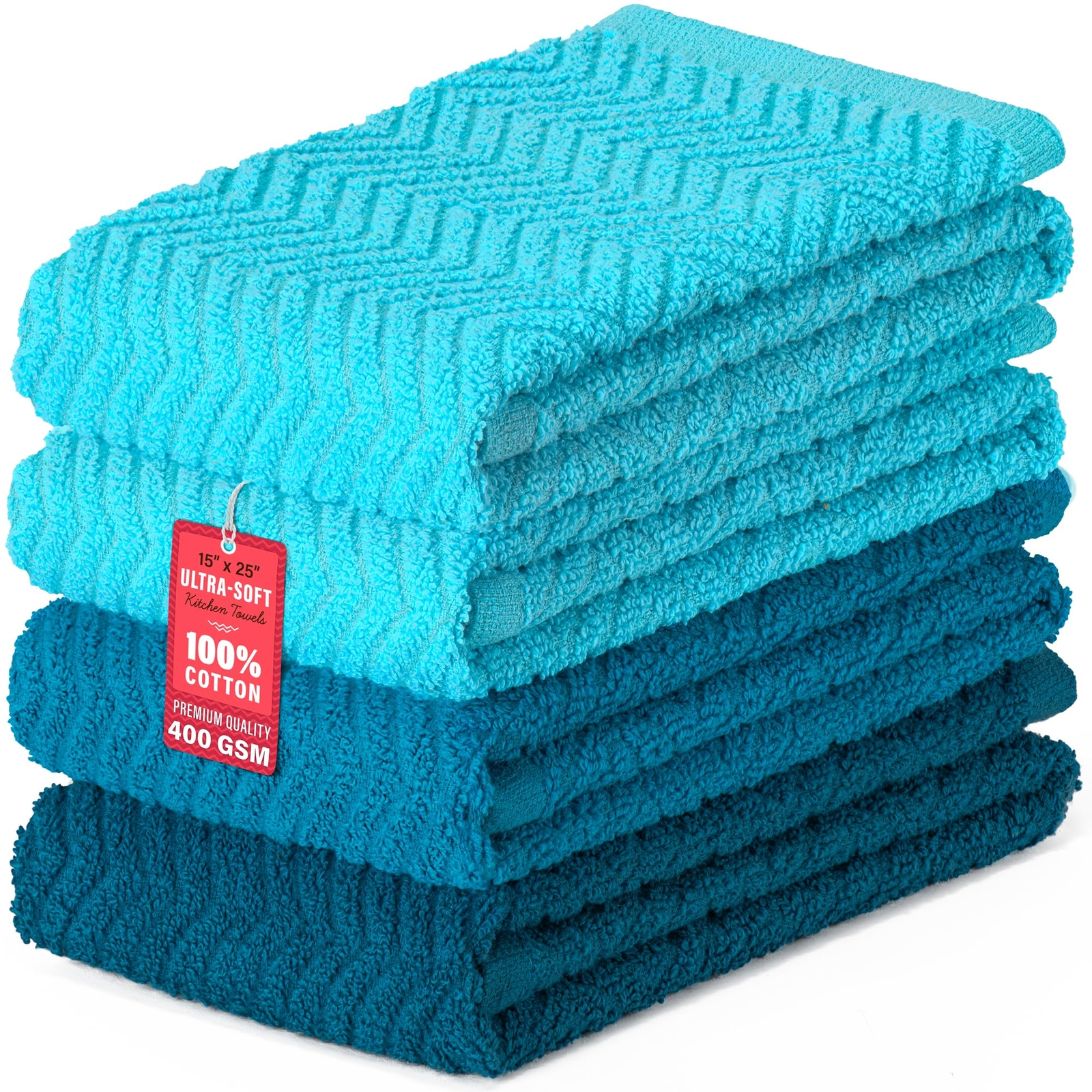 100% Cotton Kitchen Towels 15" x 25" Absorbent Dish Towels Premium Quality 40...