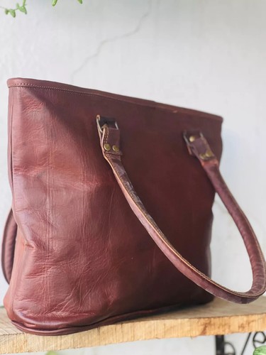 Men's Craft With class School Genuine Goat Leather Vintage Bag - 第 1/6 張圖片