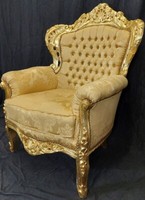 Casa Padrino Barock Sessel Gold - Handgefertigter Barockstil Wohnzimmer Sessel