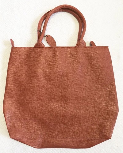 Soft Coral Orange Pebbled Faux Leather Tote Bag With Bow Detail NWOT - Picture 5 of 11