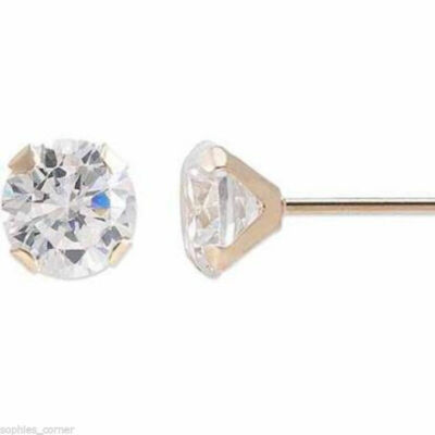 Echte natürliche runde Diamant Ohrstecker Schraubverschluss in 10k Gelbgold
