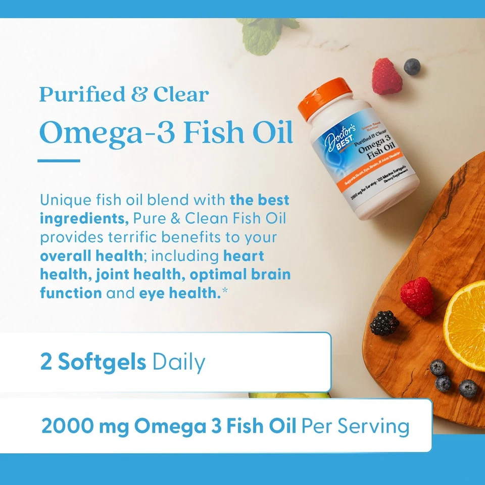 Doctor's Best Aceite de Pescado Omega-3, Corazón, Cerebro, Suministro Articular, 120 Cápsulas Blandas, Sin OGM Foto 4 de 4