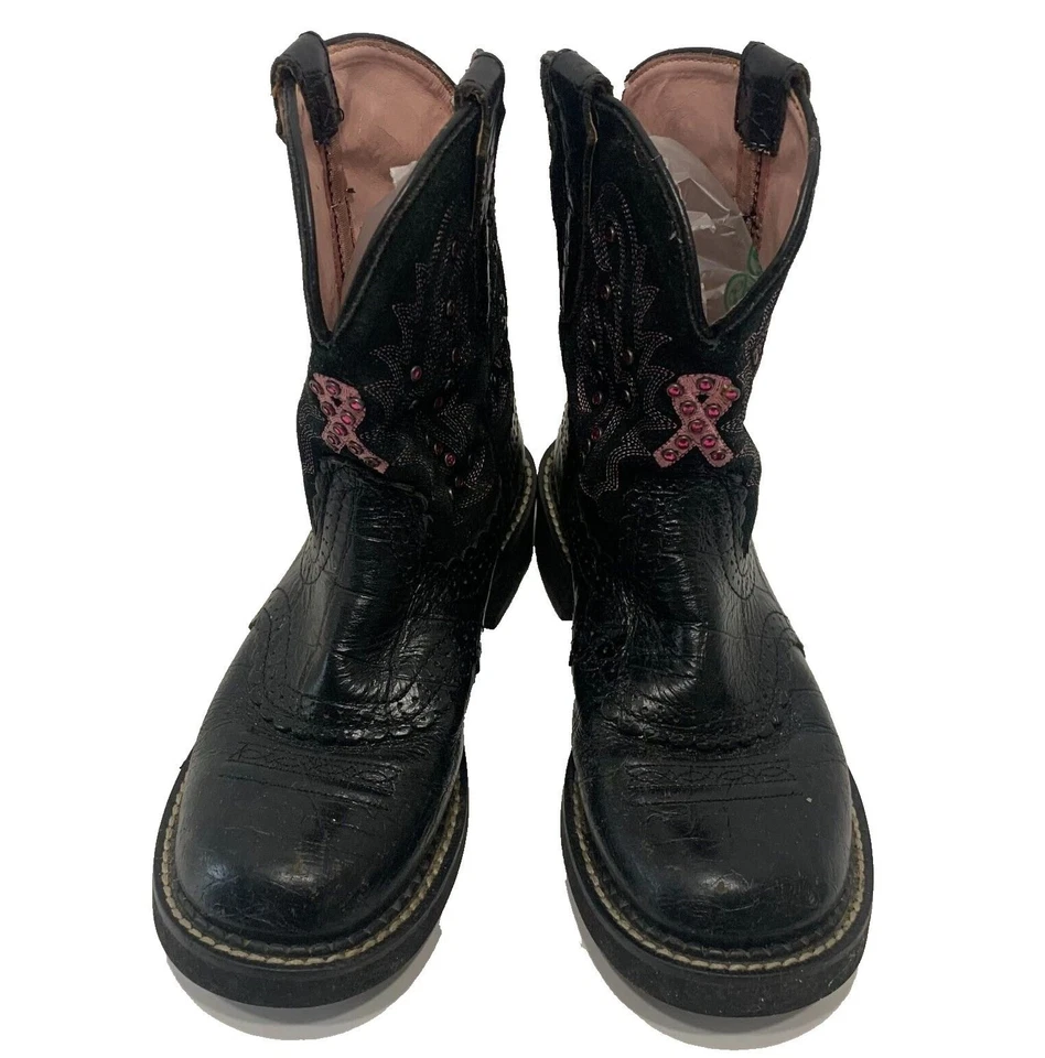 Ковбойские сапоги Ariat Fatbaby черные кожаные розовые ковбойские родео 7B - Изображение 3 из 4