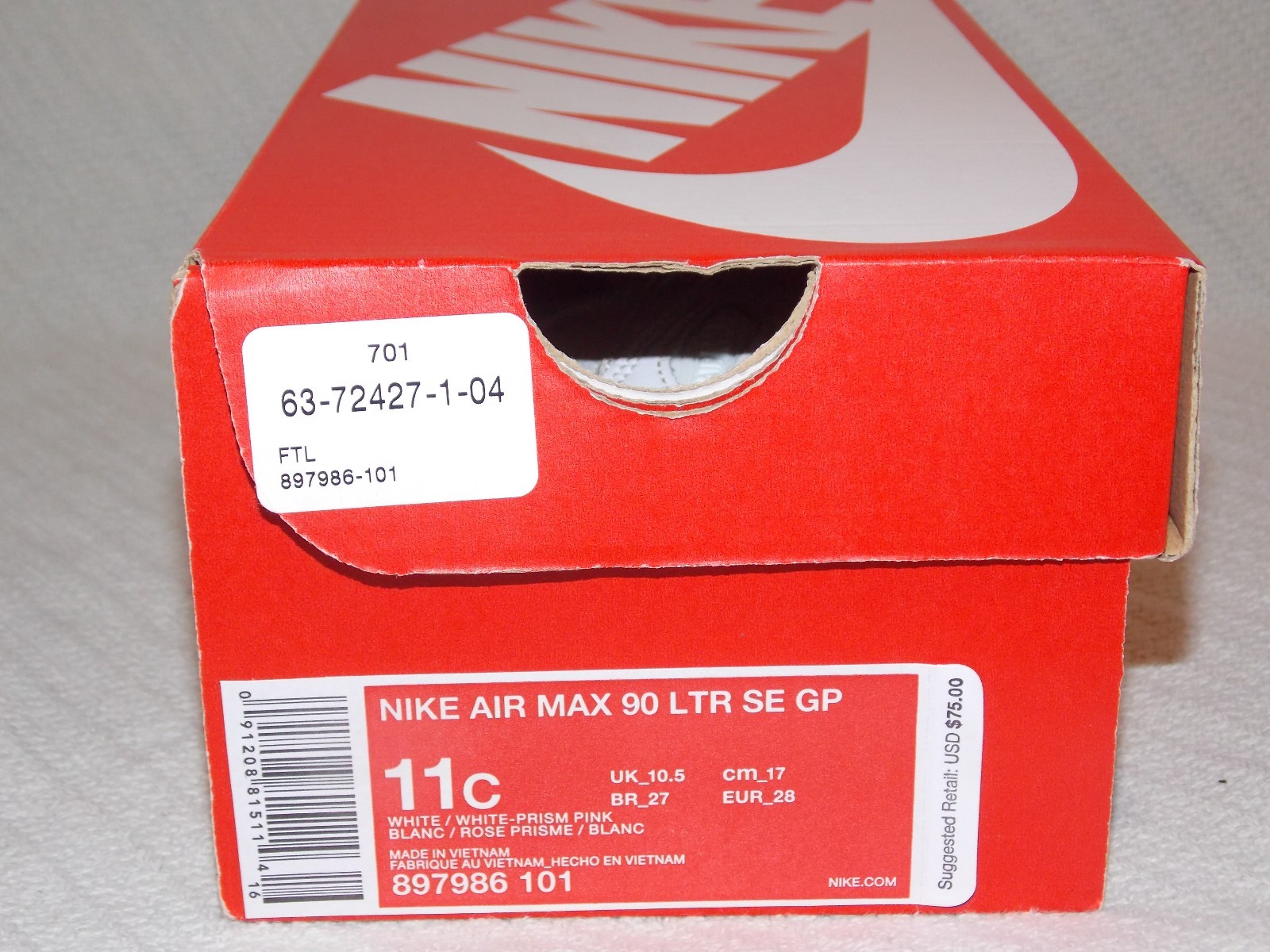 Nike Kids Air Max 90 LTR SE GP White Prism Pink 897986 Nike Kids Air Max 90 LTR SE GP White Prism Pink 897986