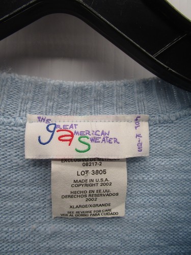 VINTAGE Great America GAS Sweater Girls Youth XL Blue Pullover Crewneck Tribal - Picture 8 of 10