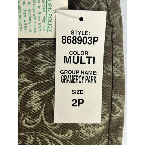 Peck & Peck Women's Dress Pants Brown Beige Floral Paisley Print Straight Leg 2P - Picture 4 of 9