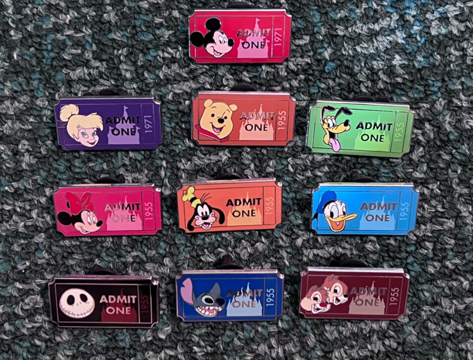 DISNEY PIN ADMIT ONE TICKET 1955 STITCH JACK POOH CHIP DALE