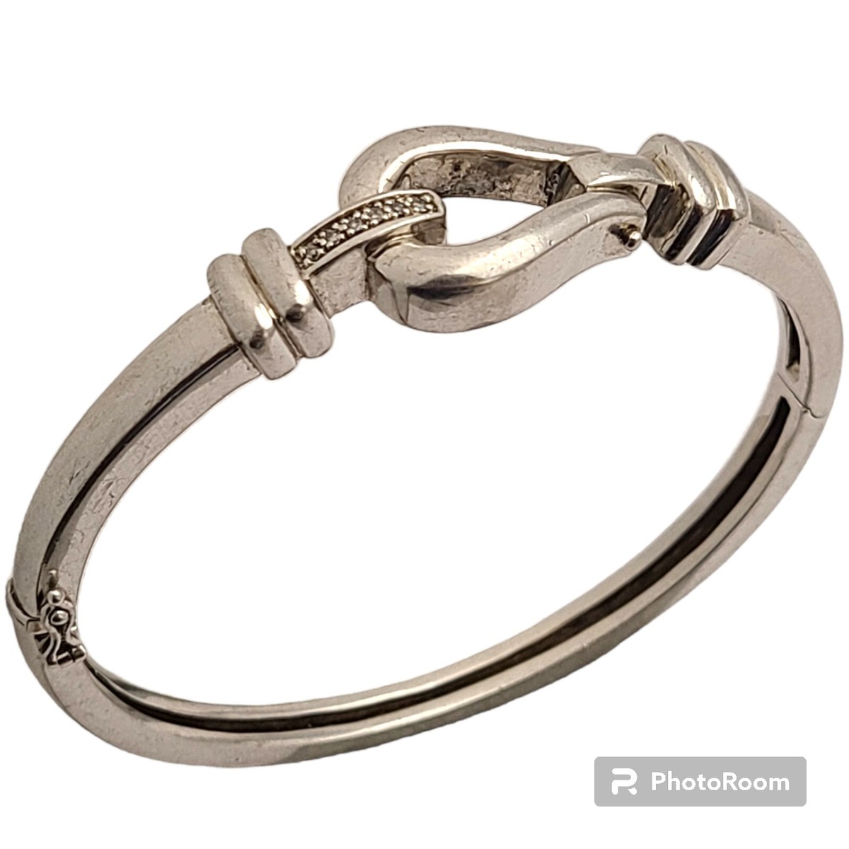 1970s VTG Julius Block &Co Sterling Silver Diamond Buckle Bangle 