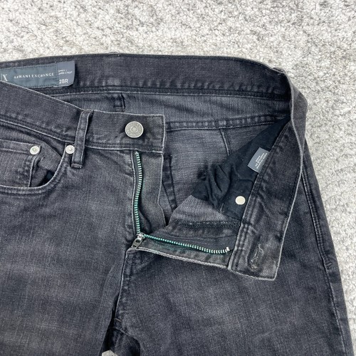Armani Exchange Jeans Mens 28R 29x32 Skinny Stretch Black Faded AX Logo Denim - Picture 5 of 11