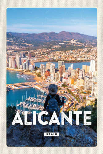Ontrada Blechschild 12x18cm gewölbt Alicante Spain Panorama Bild Schild - Bild 1 von 1