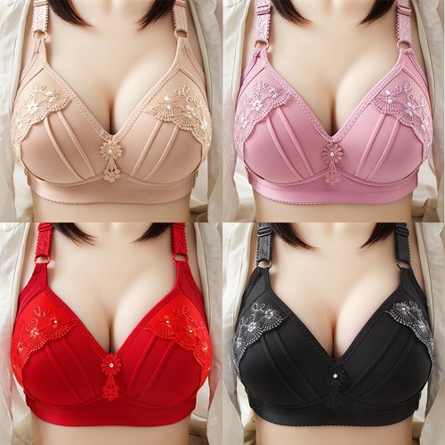 Damen Tief-V Spitze Vollständige Abdeckung BH Raffung Kabellos Push Up Bralette Unterwäsche - Bild 2 von 22