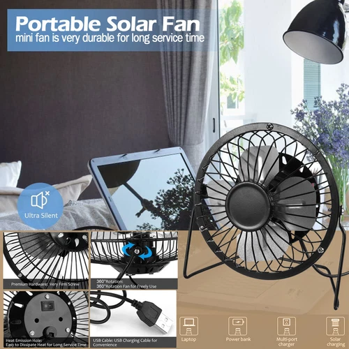 Mini Portable Solar Powered Fan Ventilator Greenhouse Pet Chicken House Cooler