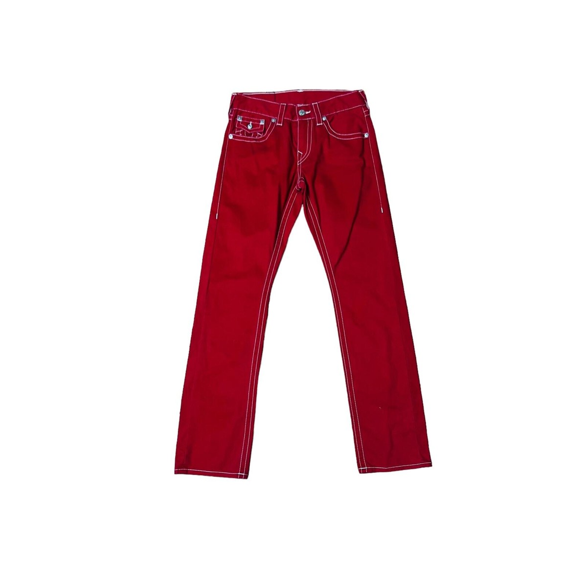 True Religion Red Straight Leg Womens Jeans Size 29 Zip True Religion Red Straight Leg Womens Jeans Size 29 Zip
