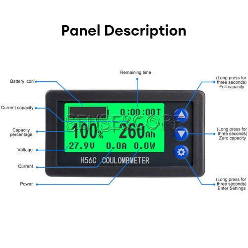 DC 9-100V 100A/400A Battery Level Monitor Hall Coulomb Meter Voltmeter Ammeter - Picture 7 of 25