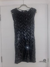 Lipsy Silver Grey Sequin Cowl Back Dress Plus Size 16 Party Occasion Stylish Bac