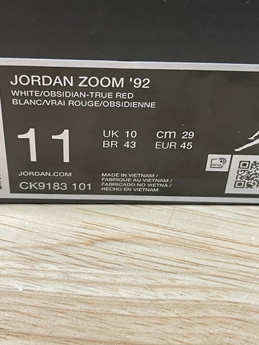 NEW Jordan Zoom ‘92 "Olympics" CK9183 101 White Obsidian Red $150 Mens Size 11 - Picture 9 of 9