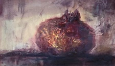 Original watercolor painting, Pomegranate , 7x12, on Hot Pressed Paper