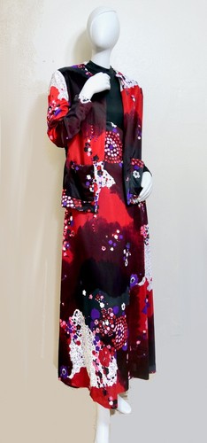 Vintage 70s Mid Century Mod Hippy California Artichoke Psychedelic Maxi Dress S - Picture 6 of 9