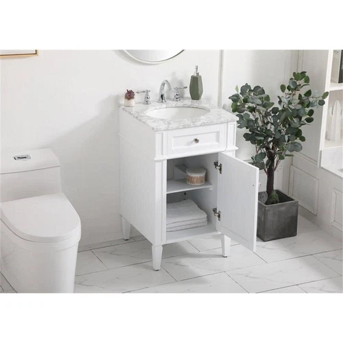 Elegant Decor Park Avenue 21" Metal MDF Marble Single Bathroom Vanity in White - Picture 8 of 8