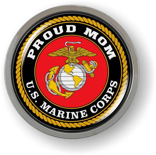Officially Licensed Product- Proud Mom USMC Car Emblem Sticker Badge ROUND Bezel - Bild 10 von 17
