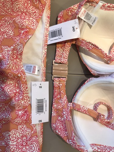 Bikini Size 16/34D Cup Peach Mix Very Pretty Brand New - Picture 6 of 6