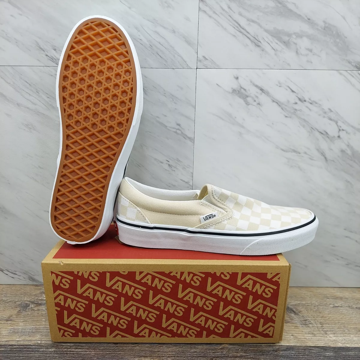 Vans Unisex Slip Checkerboard Turtledove Tan Skate M 6/ W 7.5 | eBay