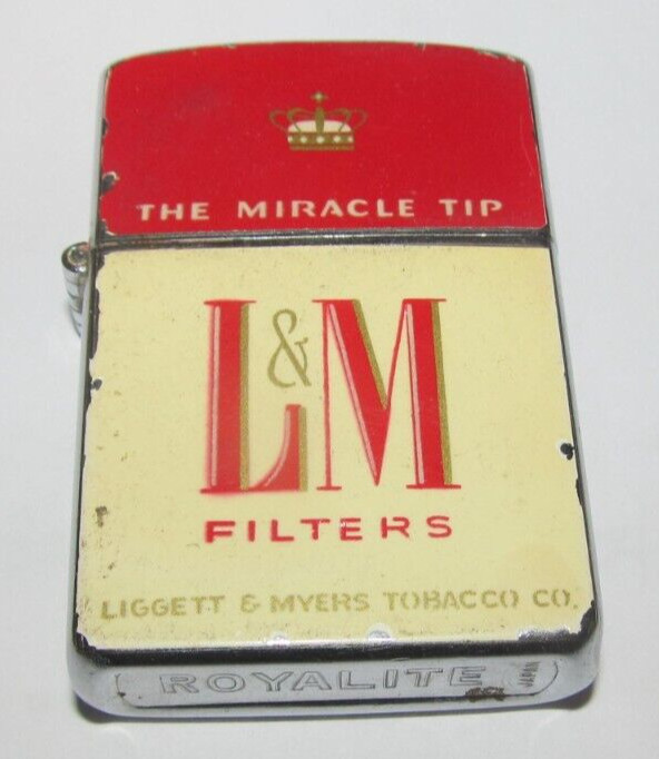 Vintage L & M Liggett Myers Cigarettes Butane Gas Fuel Lighter Royalite Japan