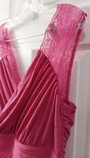 Pink Formal Long Evening Ball Party Prom Wedding Bridesmaid Dress Shoulder Lace