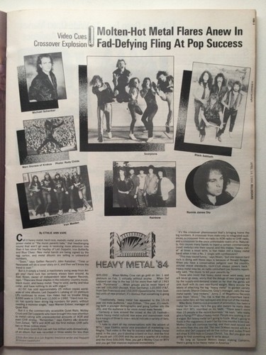 Magazine Billboard : 14 avril 1984 - 24pg spécial HEAVY METAL STYX robinet spinal OZZY - Photo 8/23