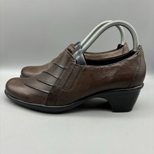 Clarks Partridge Loafers Women  s Size 7 W Brown Leather Block Heel