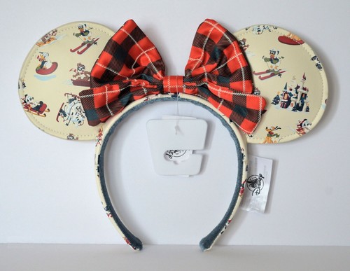 Disney Parks Minnie Mouse Weihnachten Urlaub Skifahren Stirnband Ohren Neu - Bild 1 von 4