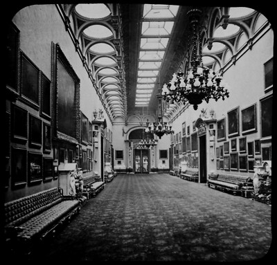 Magic Lantern Slide BUCKINGHAM PALACE THE PICTURE GALLERY C1890 PHOTO LONDON