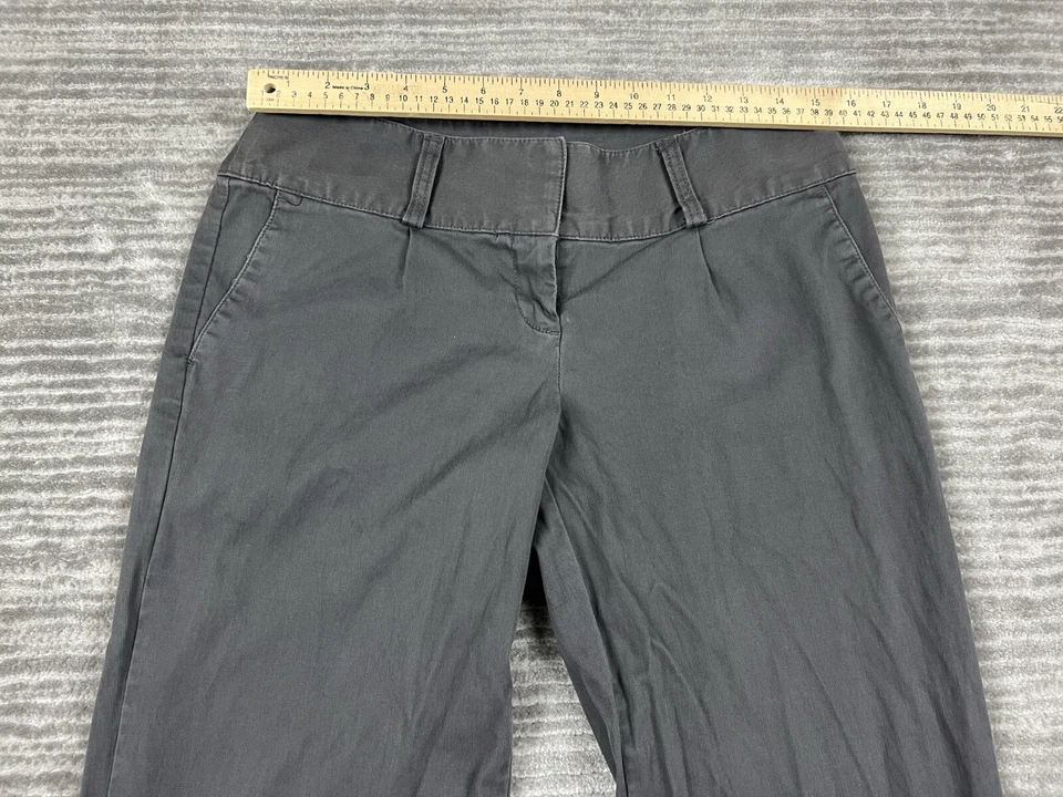 Elle Pants Womens 8 Gray Pleated Straight Cotton Blend Casual - Image 4 of 4