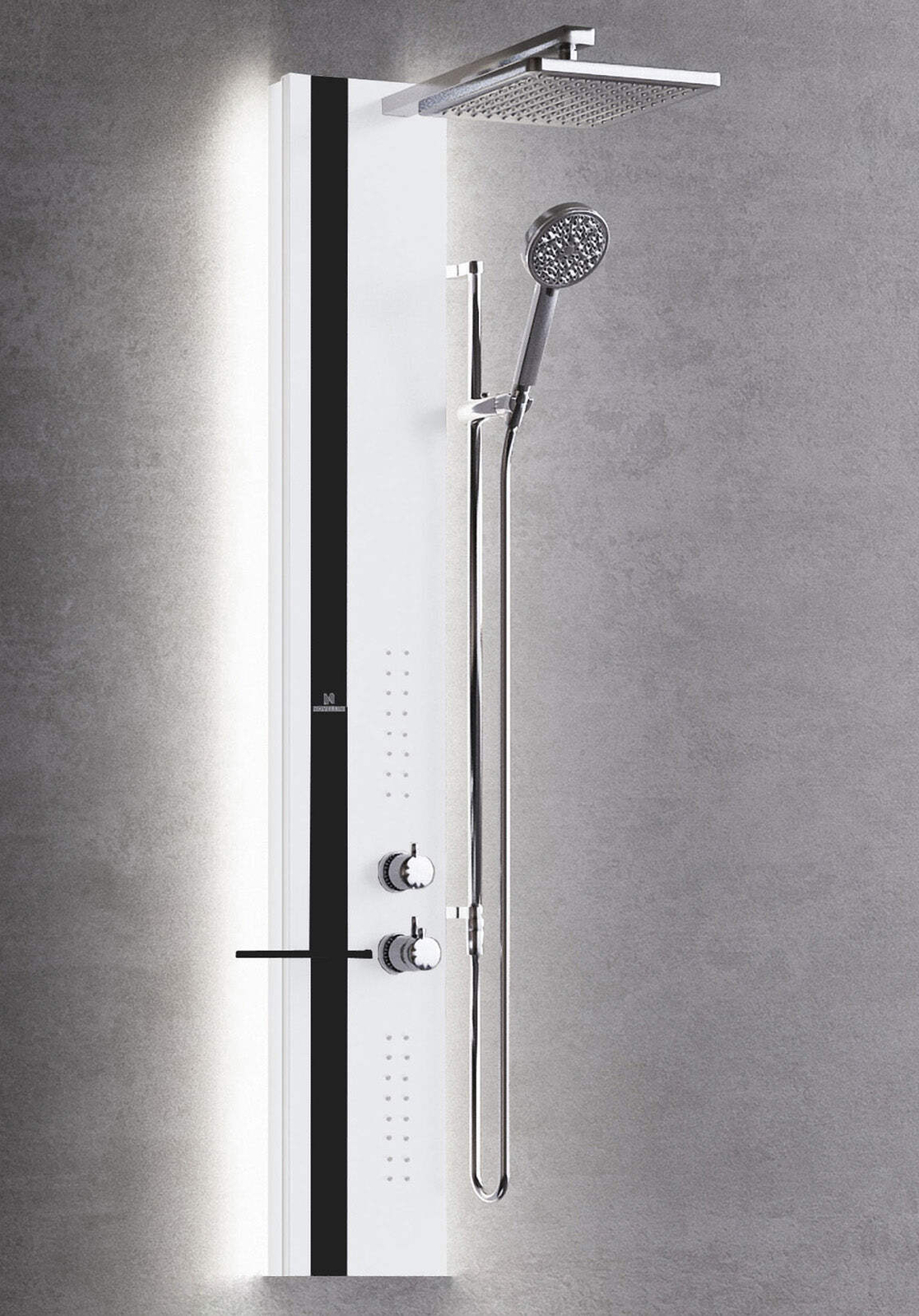 Colonna Doccia Casa Novellini Line 2 Idro Light LED Meccanico Argento Nero Opaco