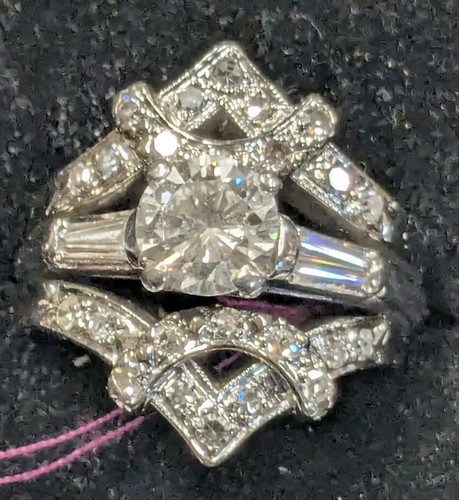 Hochzeitsset 0,95 natürlicher Diamant Solitär 1,46 ctw Weißgold - Bild 5 von 5