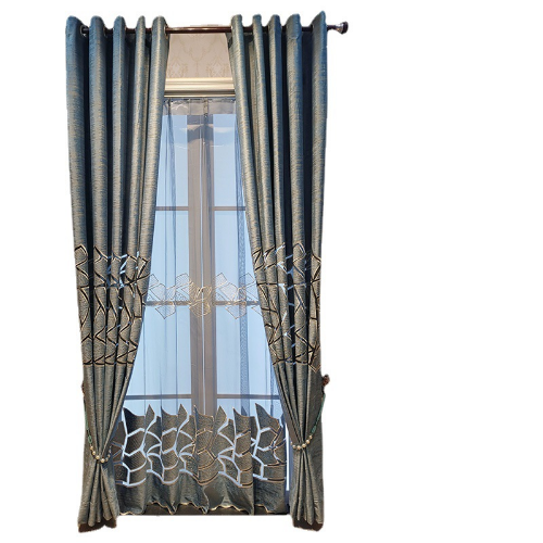 Nordic Simple Curtains Room Velvet Hollow Embroidery Curtain Window Screen - Picture 5 of 24