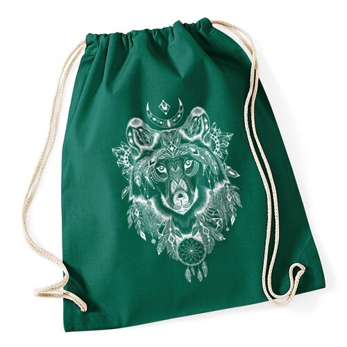 Bolsa de gimnasia Wolf patrón azteca Boho Aztec bohemian hipster bolsa Autiga® - Imagen 9 de 10
