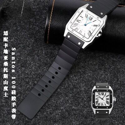 Rubber Watch Strap Fit For Cartier Santos Sandoz Santos 100 Rubber Watch Strap Fit For Cartier Santos Sandoz Santos 100