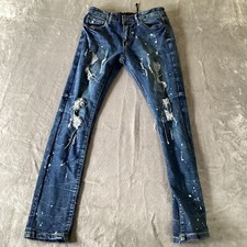 Waimea Jeans Skinny Fit Boys Sz 14 Paint Splatter Denim