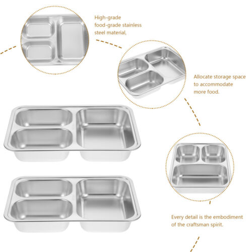 Stainless Steel Compartment Trays Lunch Plates Restaurant Serving Platters - Picture 11 of 12