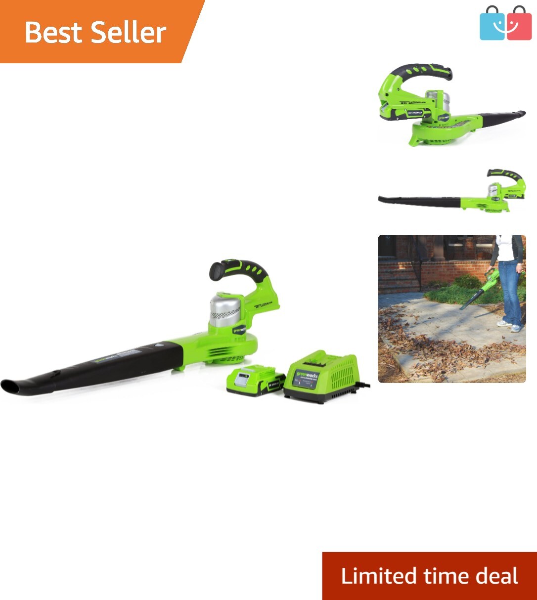 24V Lightweight Leaf Blower with Battery - 2-Speed Power for Effortless Cleaning