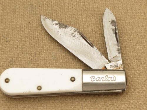 Vintage USA made COLONIAL KNIFE CO – Two-Blade Barlow Knife Smooth White Handles - Picture 2 of 10