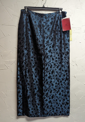 NWT JS Collections Long Skirt Women’s 14 Beaded Green Floral Lined Side Slit - Picture 2 of 8