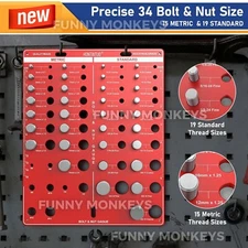 Nut & Bolt Thread Checker Screw Drill Identifier Gauge SAE/ Metric AutoBody Work